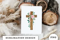 Watercolor Floral cross sublimation Png Product Image 4