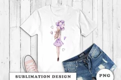 Watercolor Girl with balloons Sublimation design Product Image 4