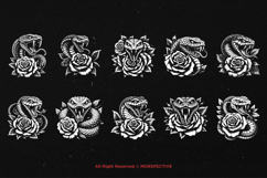 10 Bundle Dark Art Snakes Viper Head with Floral Rose Product Image 6