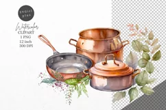 Copper pots clipart, Kitchen clipart, Farmhouse clipart Product Image 1