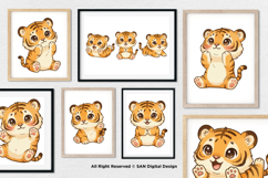 15 Bundle Watercolor Cute Tiger Wildlife Jungle King Kids Product Image 4