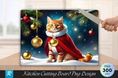 Christmas Cheer Ginger Cat with Ornament Cutting Board PNG Product Image 1