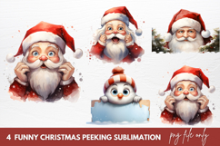 Funny Christmas Peeking Sublimation Product Image 1