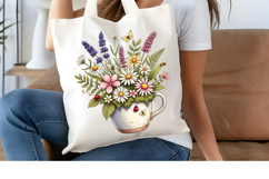Wildflower Teacup PNG, Botanical Floral Sublimation Design Product Image 4