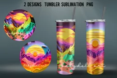 3D Autumn Tumbler Sublimation Design PNG | 3D Papercat Product Image 1
