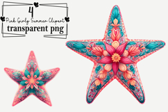 Pink Girly Summer Clipart Watercolor PNG Product Image 1
