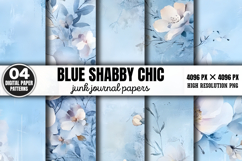 Blue Shabby Chic Junk Journal Paper PNG Product Image 1