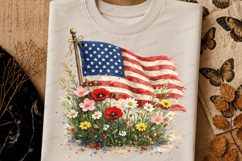 American Flag Wildflower SVG PNG Patriotic USA Floral Indepe Product Image 4