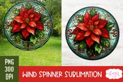 Stained glass Poinsettia wind spinner Christmas PNG Bundle Product Image 5