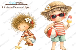 Whimsical Summer Boys Clipart, Whimsical Summer Clipart Product Image 2
