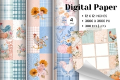 Flower Patchwork Quilt Pattern Background Gingham Wallpaper4 Product Image 1