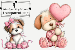 Valentine's Day Dog Clipart Watercolor PNG Product Image 1