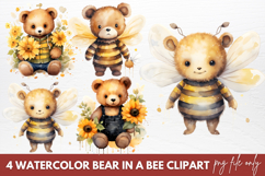 Watercolor Bear in a Bee Clipart Product Image 1