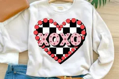 XOXO Checkerboard Heart PNG | Valentine’s Day Retro Heart Product Image 1