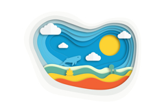 Layered Paper Cut Ocean Sunset Scene with Whale Product Image 1