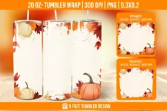 Pumpkin Tumbler Sublimation Wrap, 20 oz Fall Tumbler Wrap Product Image 1