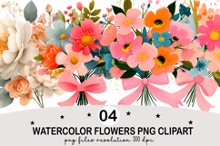 Summer Wildflowers Clipart Watercolor png Product Image 1