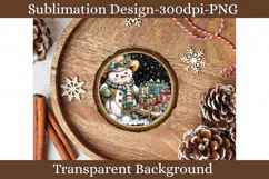 Western Cowboy Snowman Christmas Ornament / Coaster PNG Product Image 3