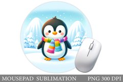 Cute Penguin Mouse Pad. Christmas Penguin Mouse Pad Design Product Image 1