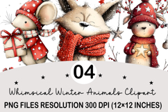 Whimsical Winter Animals Clipart Valentine's Day PNG Product Image 1