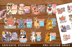 12 Sarcastic birthday Stickers, Funny Animals sticker Bundle Product Image 1