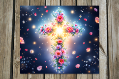 Christian cross &amp; flowers | 4 Faith Skinny tumbler designs P Product Image 4