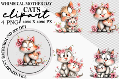 Whimsical Mother Day Cats Clipart Png Product Image 1