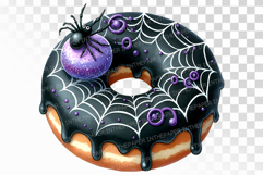 Gothic Spiderweb Donut Halloween Treat PNG Product Image 1