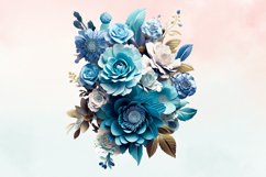 3d sublimation Blue Floral Bouquet Clipart Bundle, 3D Product Image 4