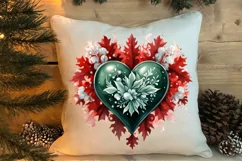 Christmas Hearts Watercolor Clipart, Christmas PNG Product Image 4