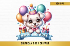cute Birthday Dogs Clipart, Birthday Dogs sublimation Product Image 1