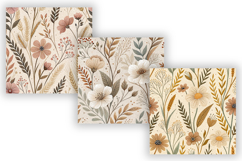 Cozy Boho Felted Floral Seamless Pattern Bundle, Neutral Product Image 4