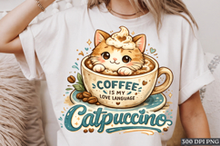 Catpuccino Coffee Cat PNG Cute Kawaii Coffee Design Product Image 1