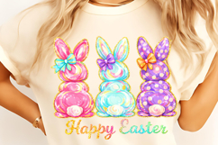 Happy Easter PNG, Coquette Easter Bunny, Faux yarn Bunny PNG Product Image 3
