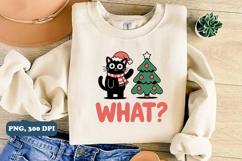 Funny Cat Christmas Tree PNG, Black Cat PNG Sublimation Product Image 1