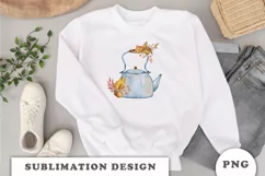 Watercolor Cozy Autumn Teapot sublimation PNG Product Image 4