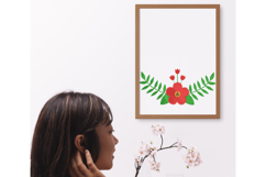 Red Floral Embroidery Design with Green Leaf Branches Product Image 4