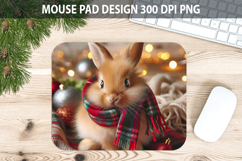 Christmas Rabbit Mouse Pad Sublimation - Animal PNG Design Product Image 1