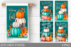 Fall Pumpkin Kitchen Towel. Fall Kitchen Towel Sublimation Product Image 1