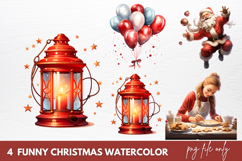 Funny Christmas Watercolor Clipart Product Image 1