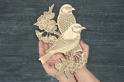 Birds flowers lasercut svg, laser cut ornament or keychain Product Image 4