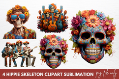Hippie Skeleton Clipart Sublimation Clipart Product Image 1