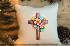 Christmas Cross Watercolor Clipart, Jesus Christ Clipart Product Image 4