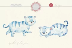 New year and Christmas watercolor , clipart tiger 2022 Product Image 5