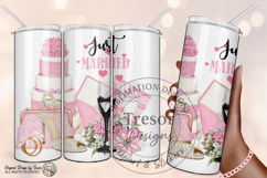 Pink Just Married Wedding PNG Bride Clipart Sublimation Product Image 4