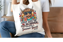 Last Day of School PNG, Summer Break Cow Sublimation Design Product Image 4