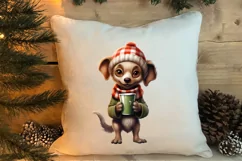Christmas Dog And Coffee Clipart, Christmas Clipart Product Image 4