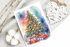 Watercolor Christmas tree cliparts. 4 PNG sublimation Product Image 2