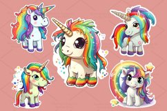 digital sticker set of 16 cute Unicorns stickers PNG Product Image 4