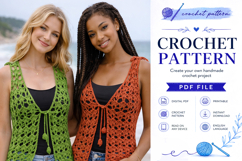 Vintage Lace Crochet Vest Pattern PDF Product Image 2